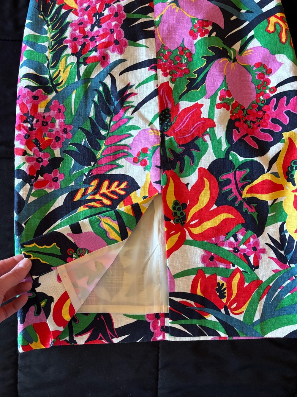 J. Crew Tropical Floral Pencil Skirt - Pink, Green, Yellow, Red, Navy - Picture 8 of 8